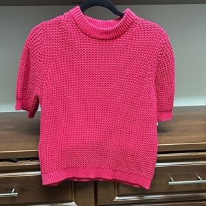 Pink Knit Short Sleeve Sweater